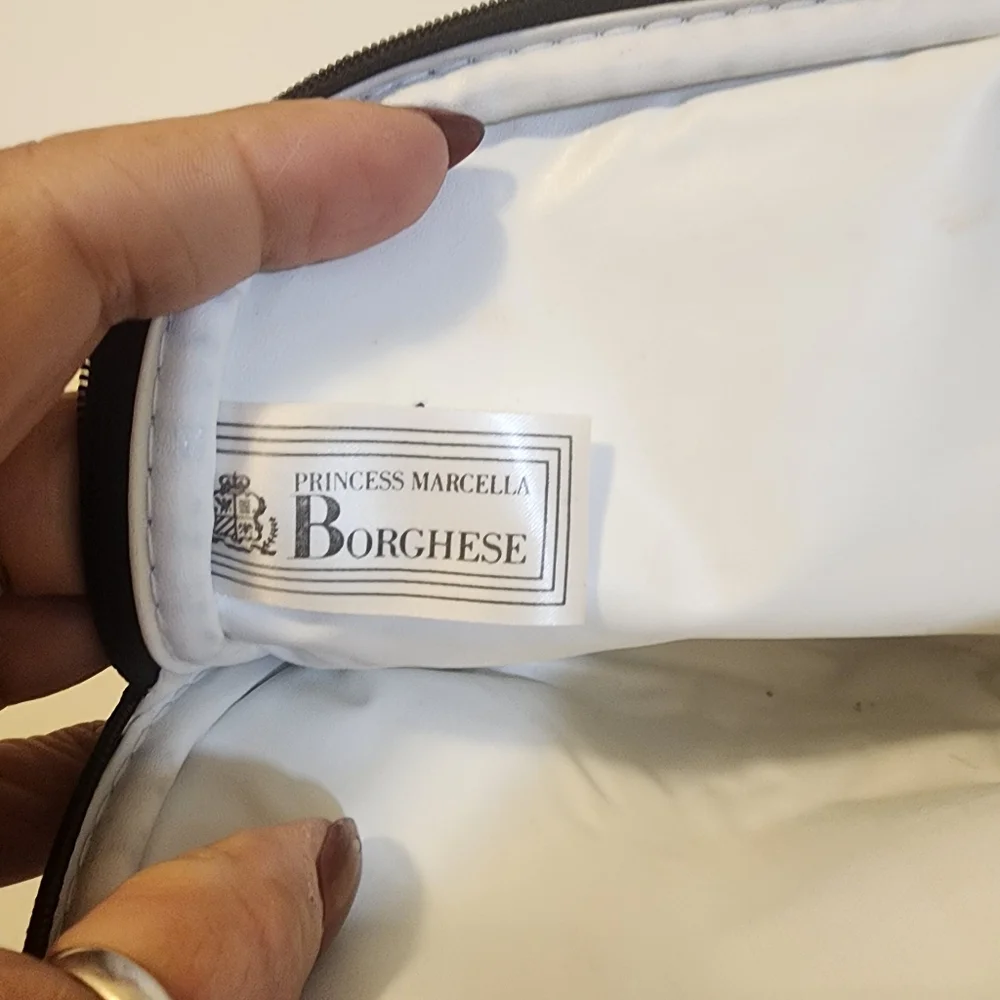 Princess Marcela Borchese Black Quilted Cosmetic Pouch With Mirror